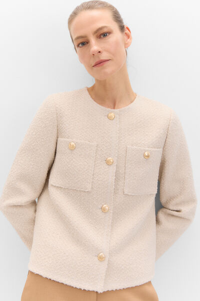 Cortefiel Bouclé jacket Ivory