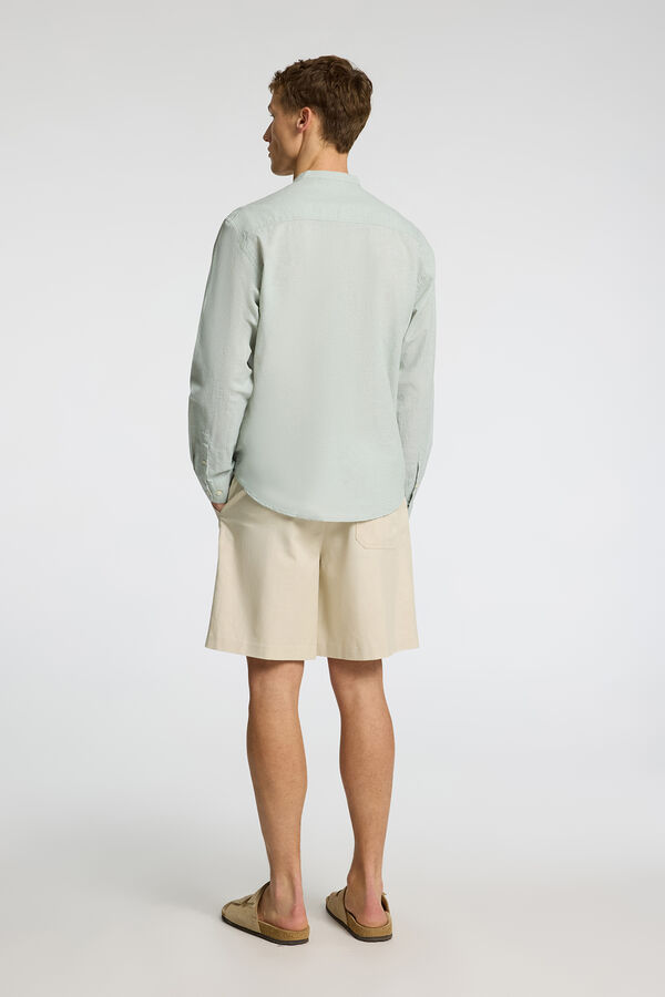 Selected Camisa de lino cuello mao Verde