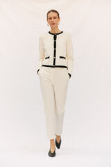 Cortefiel Straight trousers with elasticated back Ivory