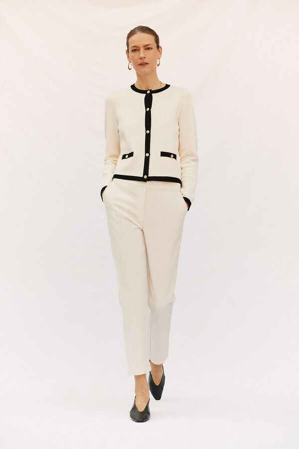 Cortefiel Straight trousers with elasticated back Ivory