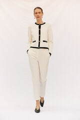 Cortefiel Straight trousers with elasticated back Ivory