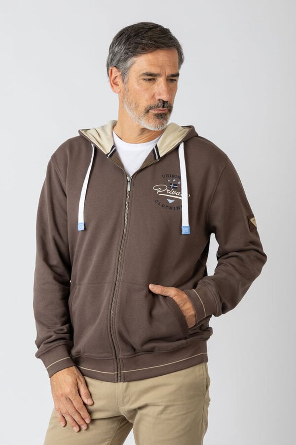 Privata Sweatshirt aberto com capuz e bolsos Castanho