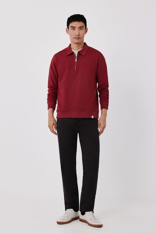 Cortefiel Zip neck sweatshirt Maroon