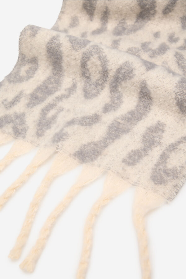 Cortefiel Thick leopard scarf Printed grey