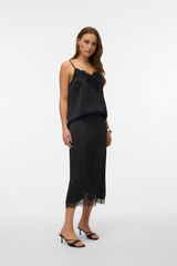Vero Moda Satin-finish midi skirt with lace Black
