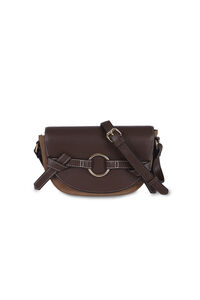 Cortefiel Crossbody bag with topstiched flap Brown