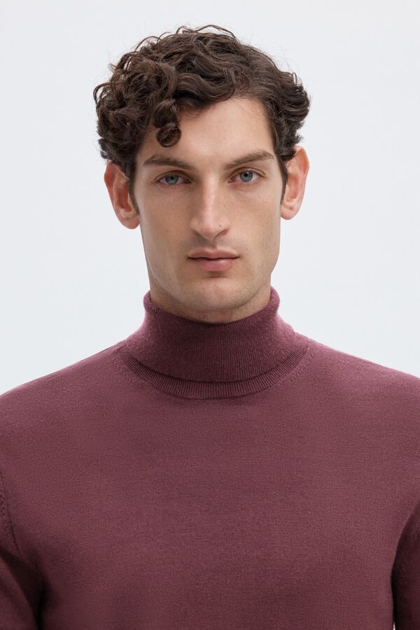 Selected Camisola gola alta 100% l&atilde; merino Vermelho