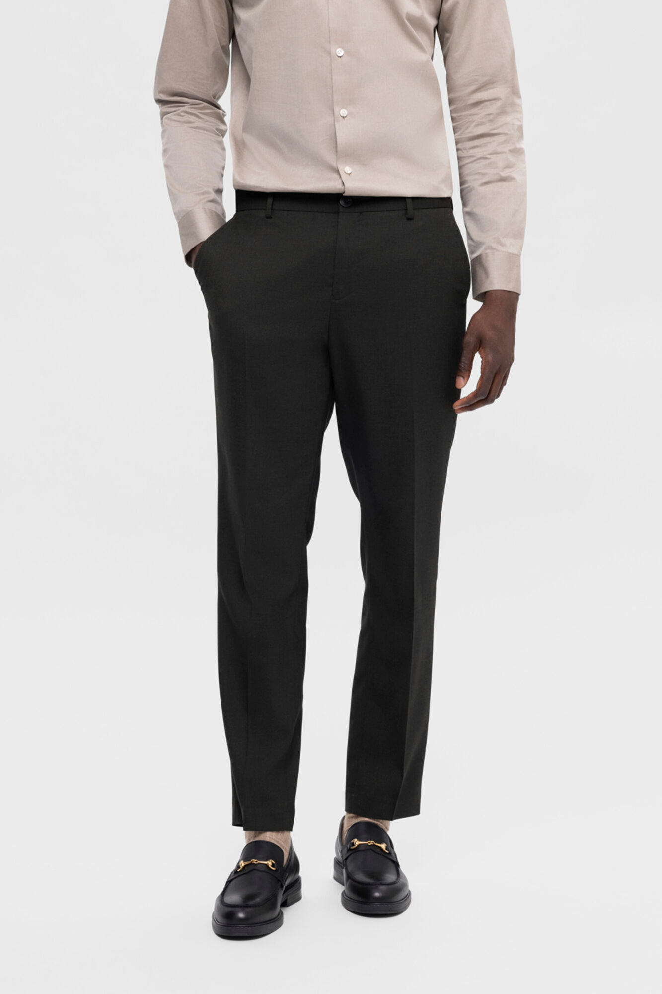 Pantal n de traje Slim Fit con lana Pantalones de hombre Cortefiel