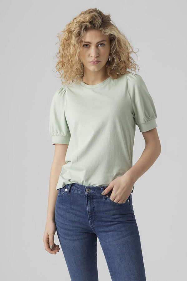 Vero Moda T-shirt manga curta de algodão Verde