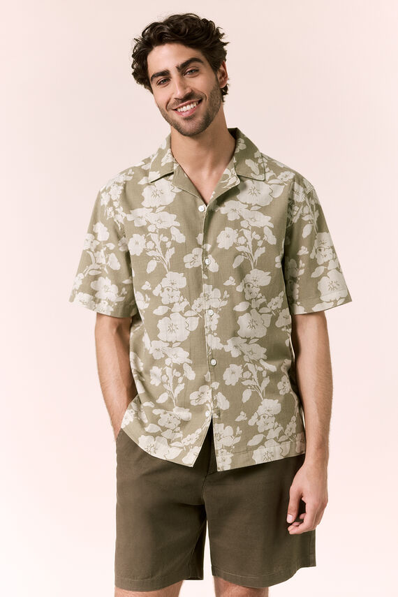 Camisa print algodón manga corta