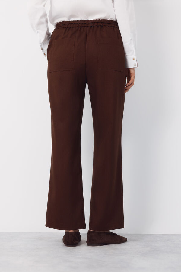 Cortefiel Dress pants with belt Brown