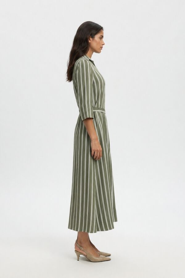 Selected Vestido comprido estampado Verde