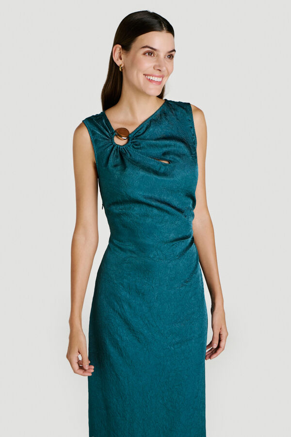 Vila Satin-finish party midi dress Blue