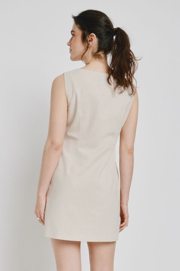 Vero Moda Vestido corto de algod&oacute;n Beige