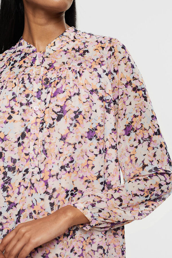 Cortefiel Floral print midi dress with ruffles Multicolour