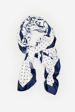Cortefiel Silky logo print scarf Blue