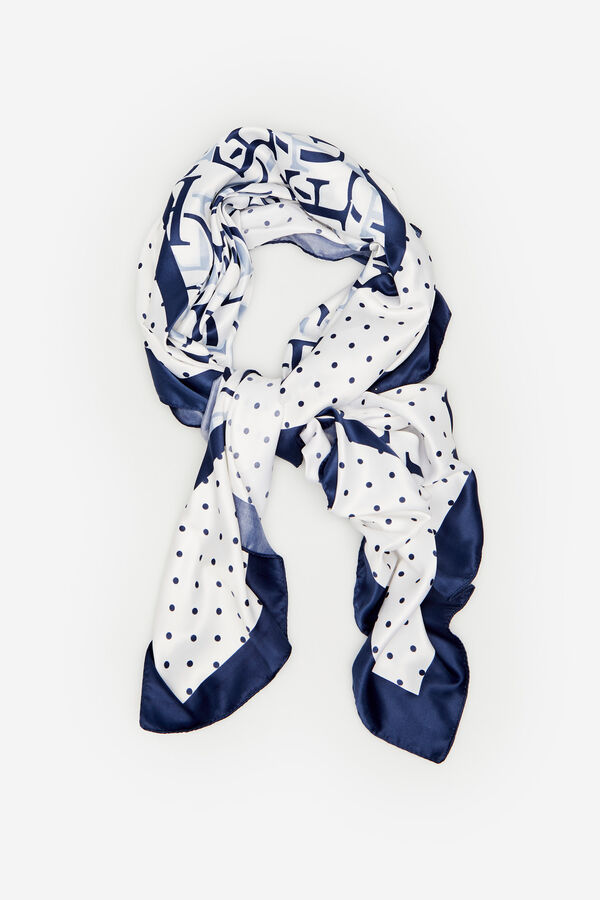 Cortefiel Silky logo print scarf Printed blue
