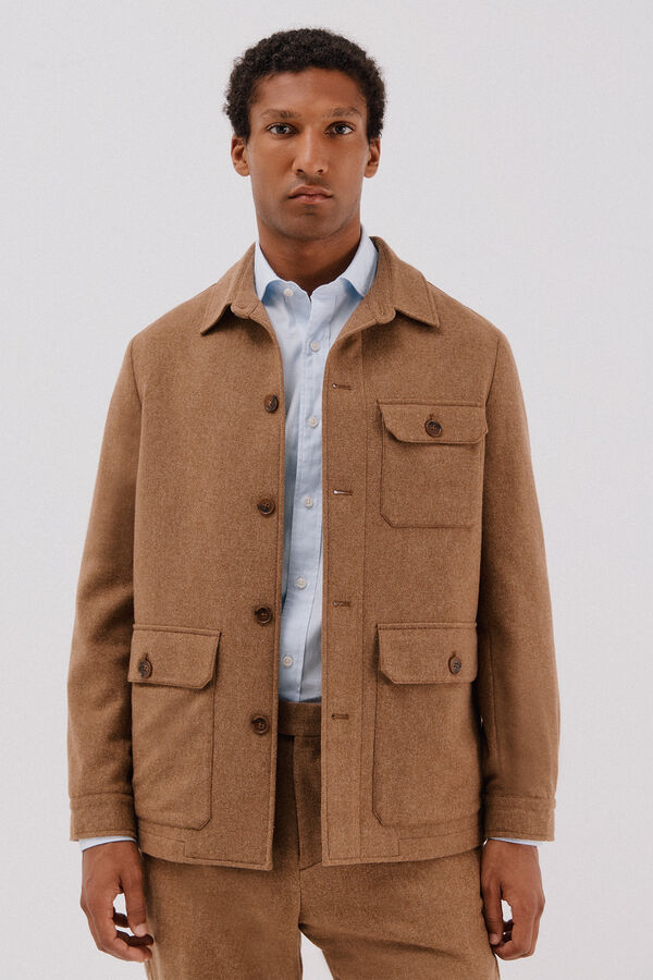 Cortefiel Sobrecamisa lana camel Camel