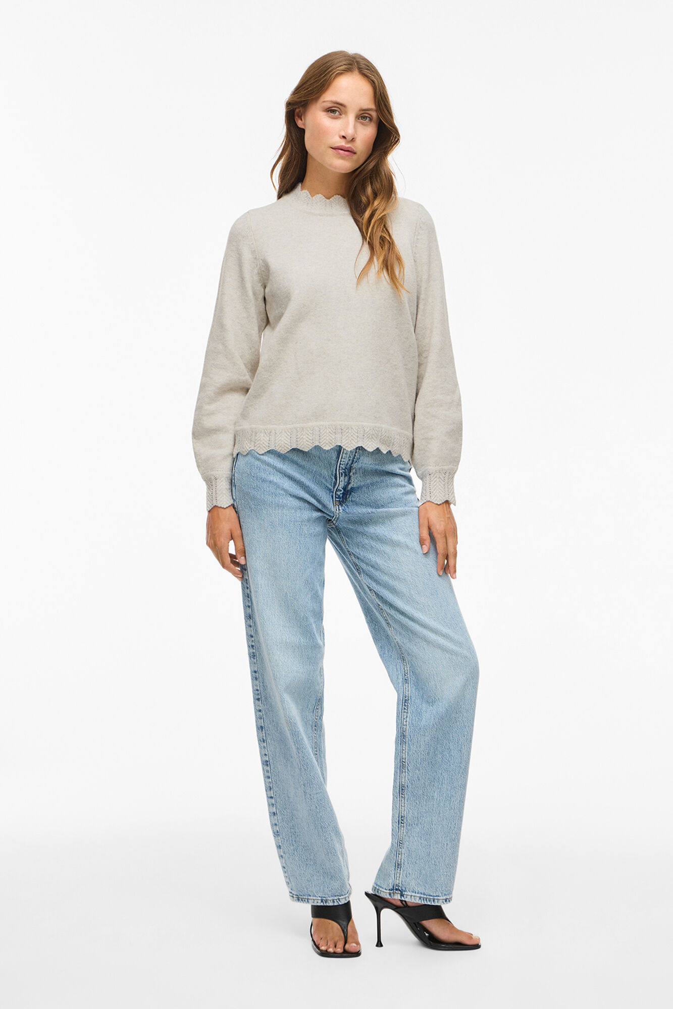 Vila Camisola de malha com gola Perkins