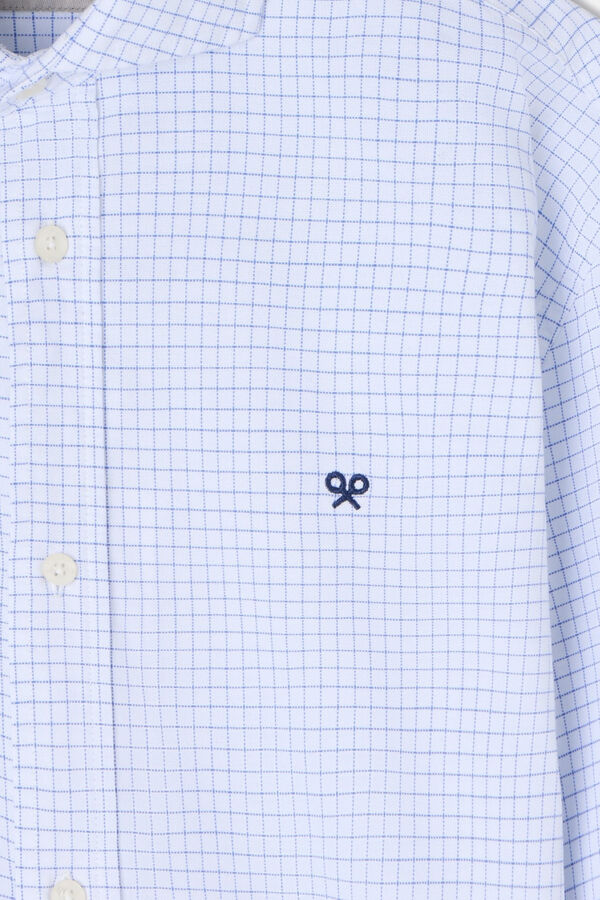 Silbon Camisa esportiva oxford xadrez média Azul