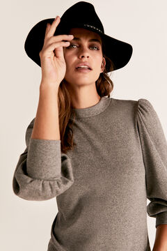 Cortefiel Ribbed mock turtleneck t-shirt Dark gray