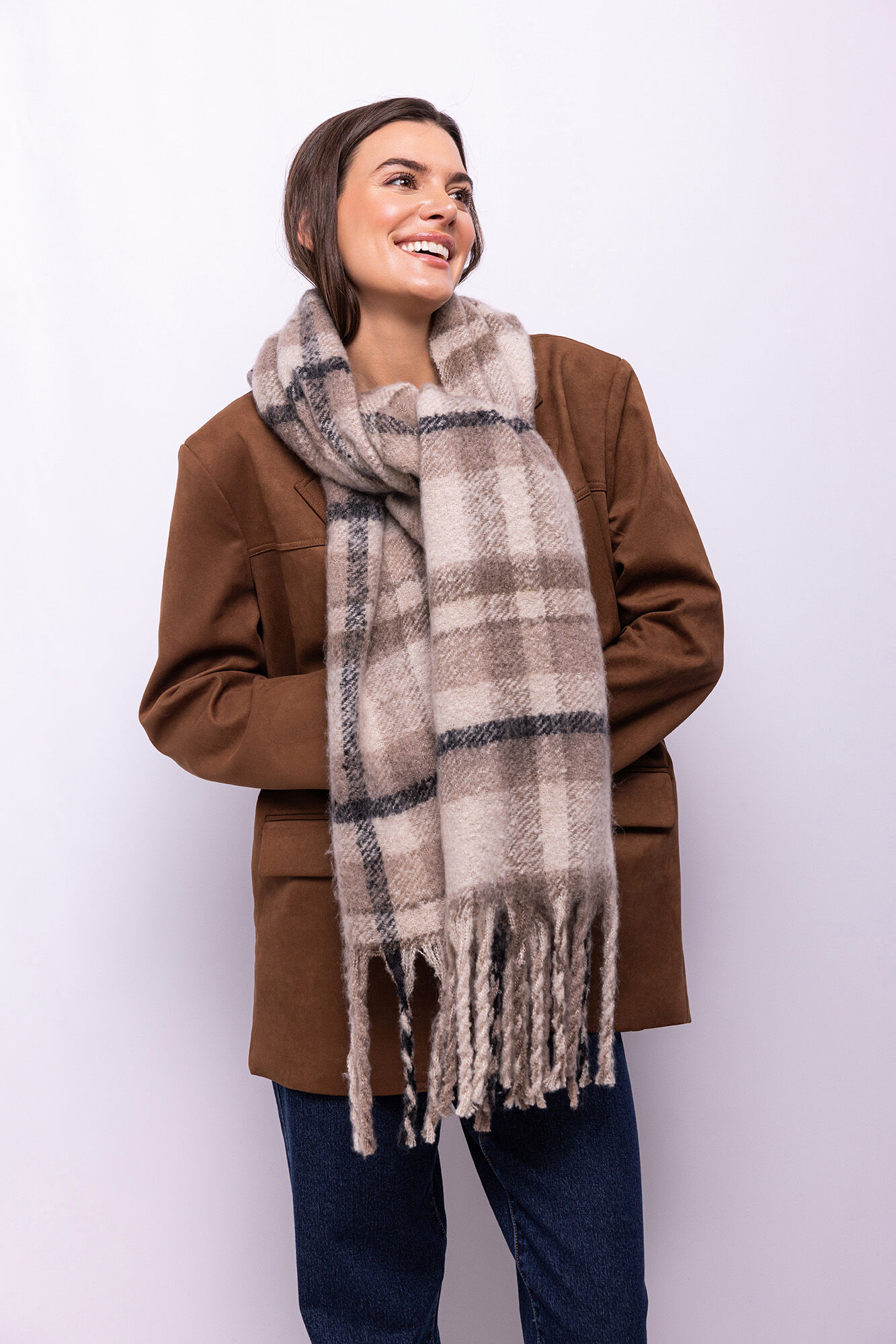 Object Cachecol xadrez com franjas