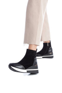 Cortefiel Women's black faux suede ankle boot  Black