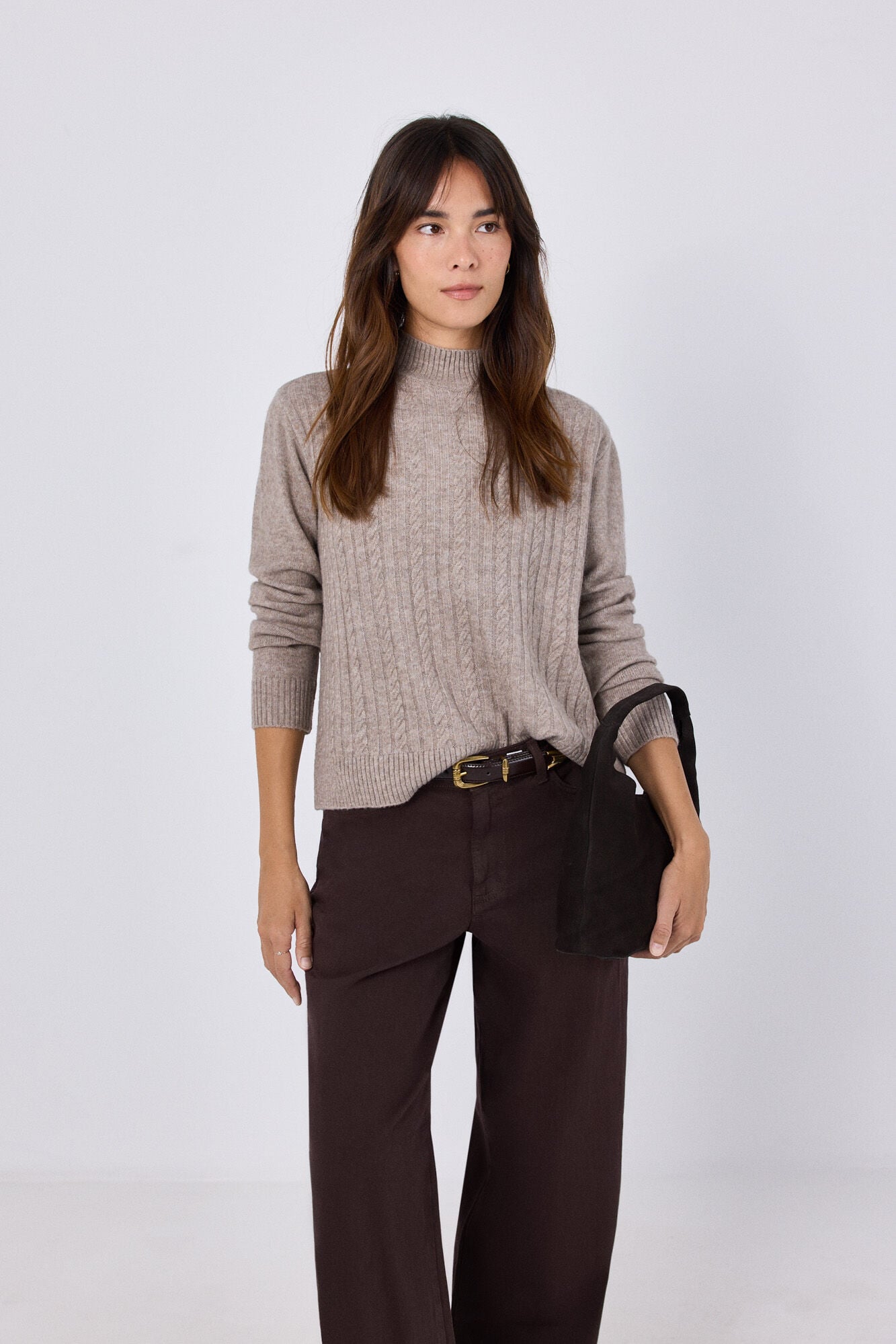 Cortefiel Cable knit funnel neck jumper