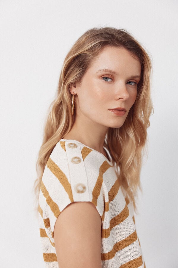 Cortefiel T-shirt textura riscas Dourado