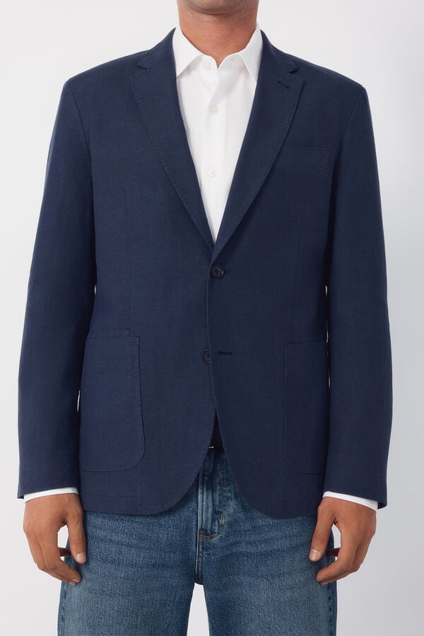 Cortefiel Linen blazer Navy