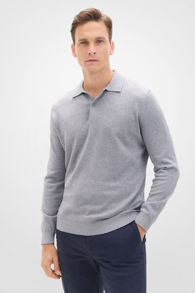 Cortefiel Jersey algodón cashmere cuello polo Gris