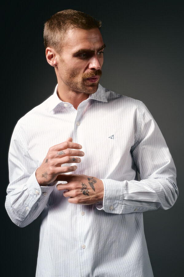 OOTO Camisa rayas popelín Blanco