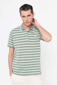 Cortefiel Striped polo shirt with tipping Green