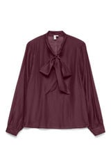 Vero Moda Blusa feminina de manga comprida com laço no gola  Roxo