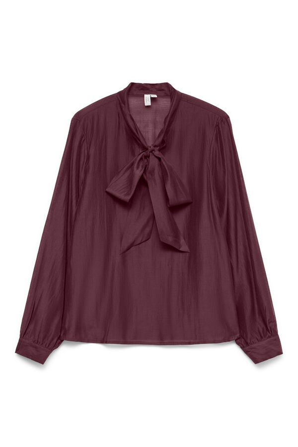 Vero Moda Blusa feminina de manga comprida com laço no gola  Roxo