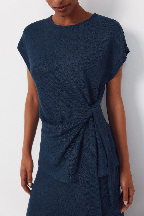 Cortefiel Camiseta aspecto r&uacute;stico nudo Azul marino