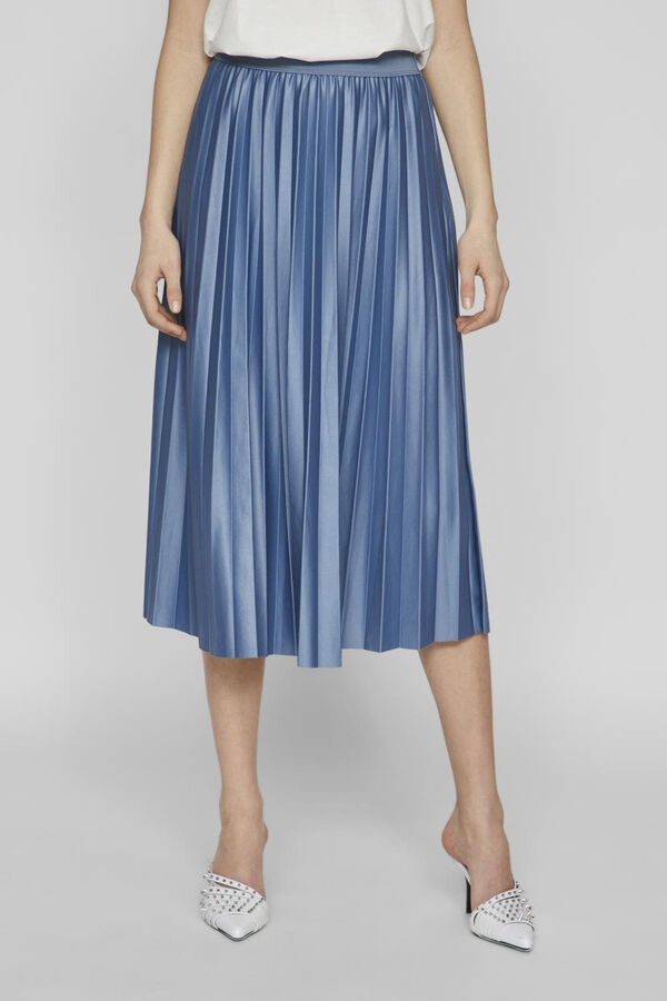 Cortefiel Midi skirt with box pleats Blue