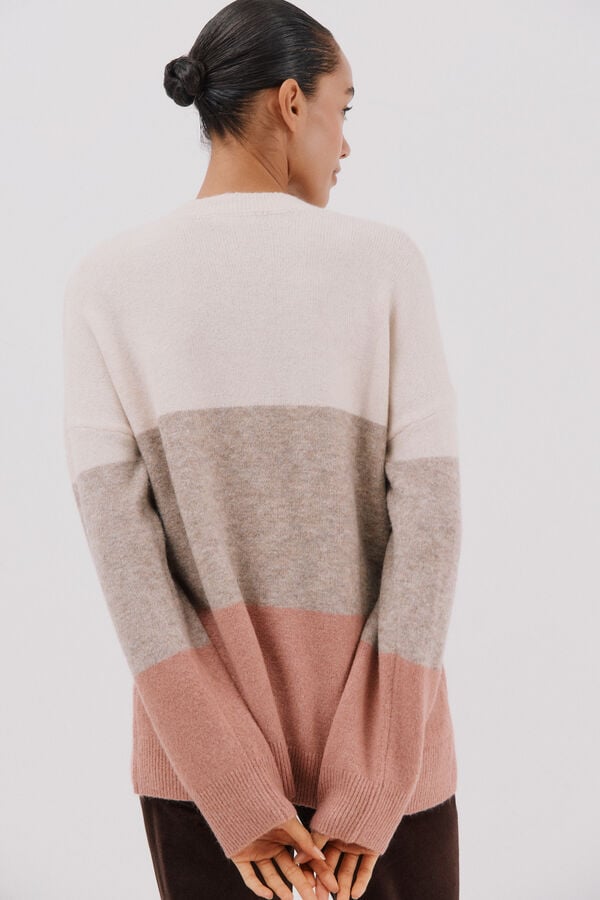 Cortefiel Striped soft feel jumper Ivory