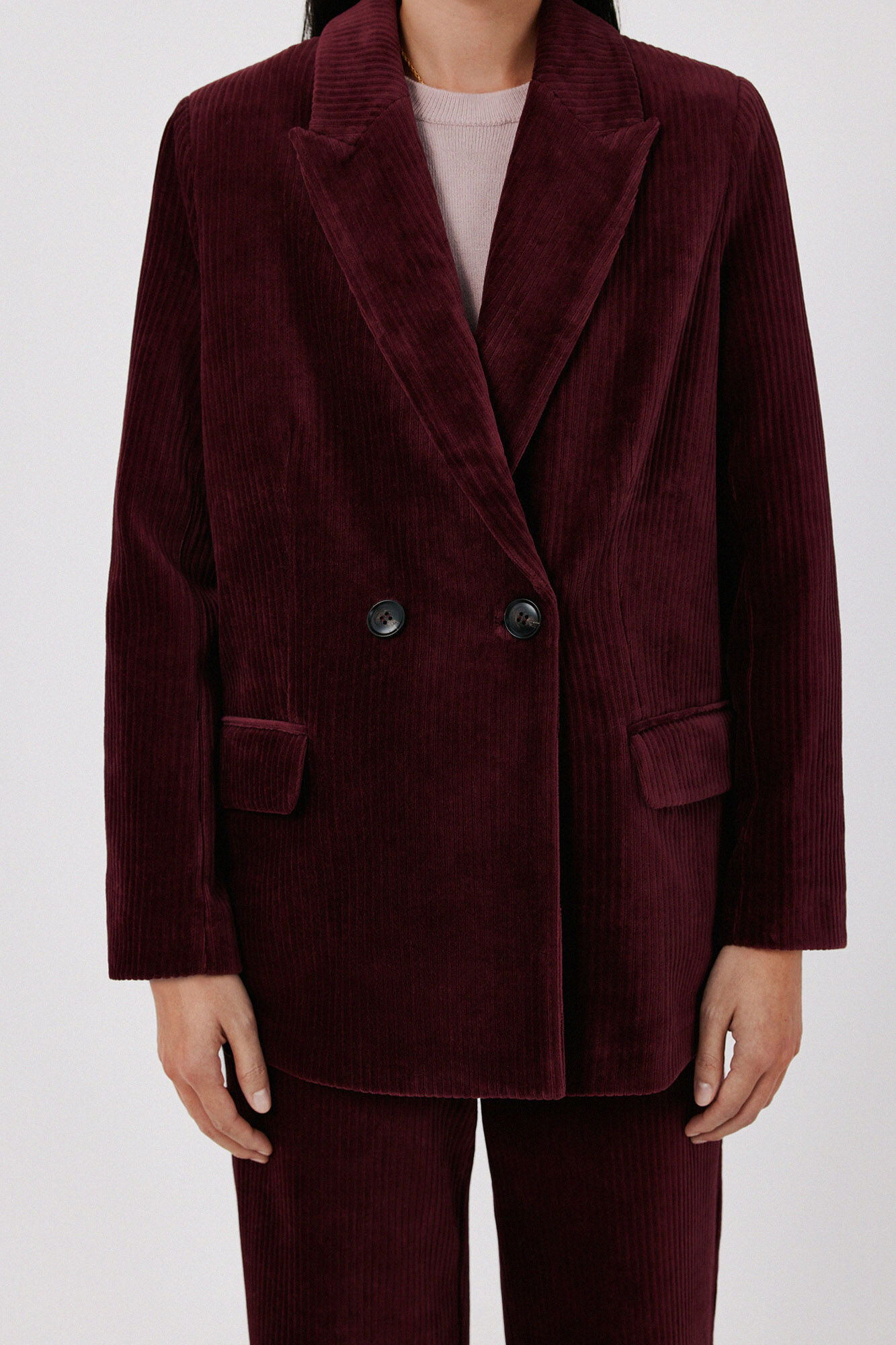 Cortefiel Corduroy double-breasted women's blazer