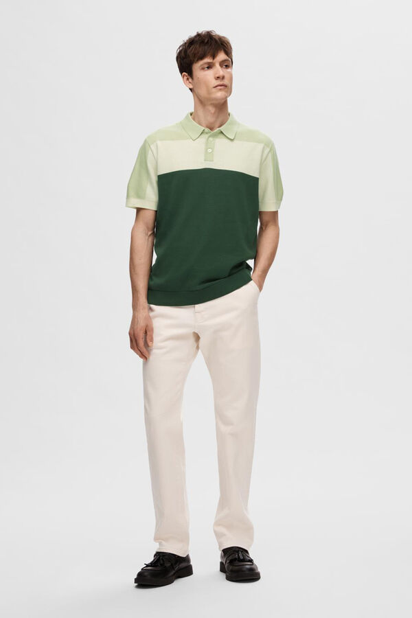 Cortefiel Multicoloured short sleeve jersey-knit polo shirt in 100% organic cotton. Green