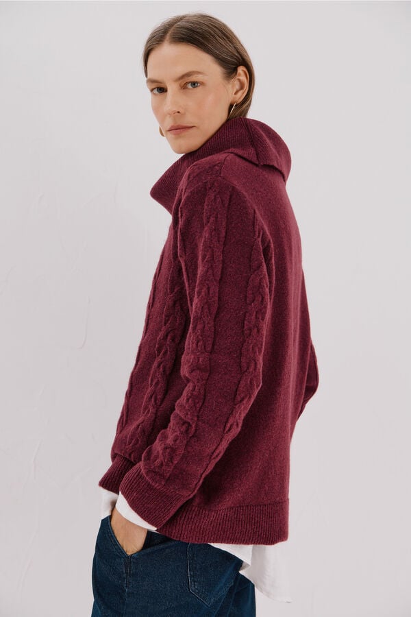 Cortefiel Wide neck sweater Purple