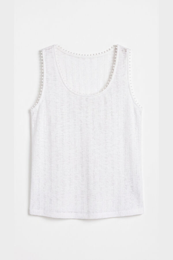 Cortefiel Lace trim vest top White