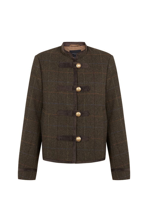 Cortefiel Plaid short jacket Printed green