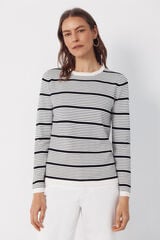 Cortefiel Striped jersey-knit jumper Ivory