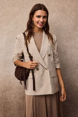 Slowlove Blazer oversized de riscas Castanho