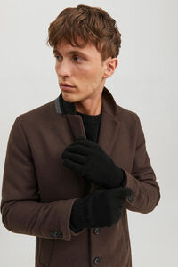 Cortefiel Jersey-knit gloves with recycled polyester Black