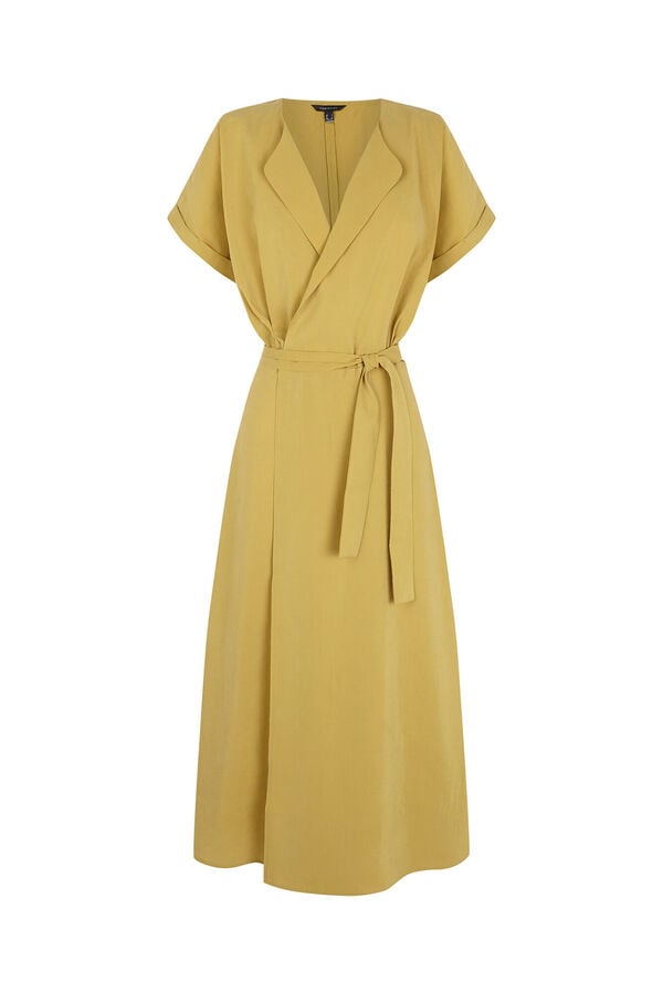 Cortefiel Wrap tencel dress Yellow