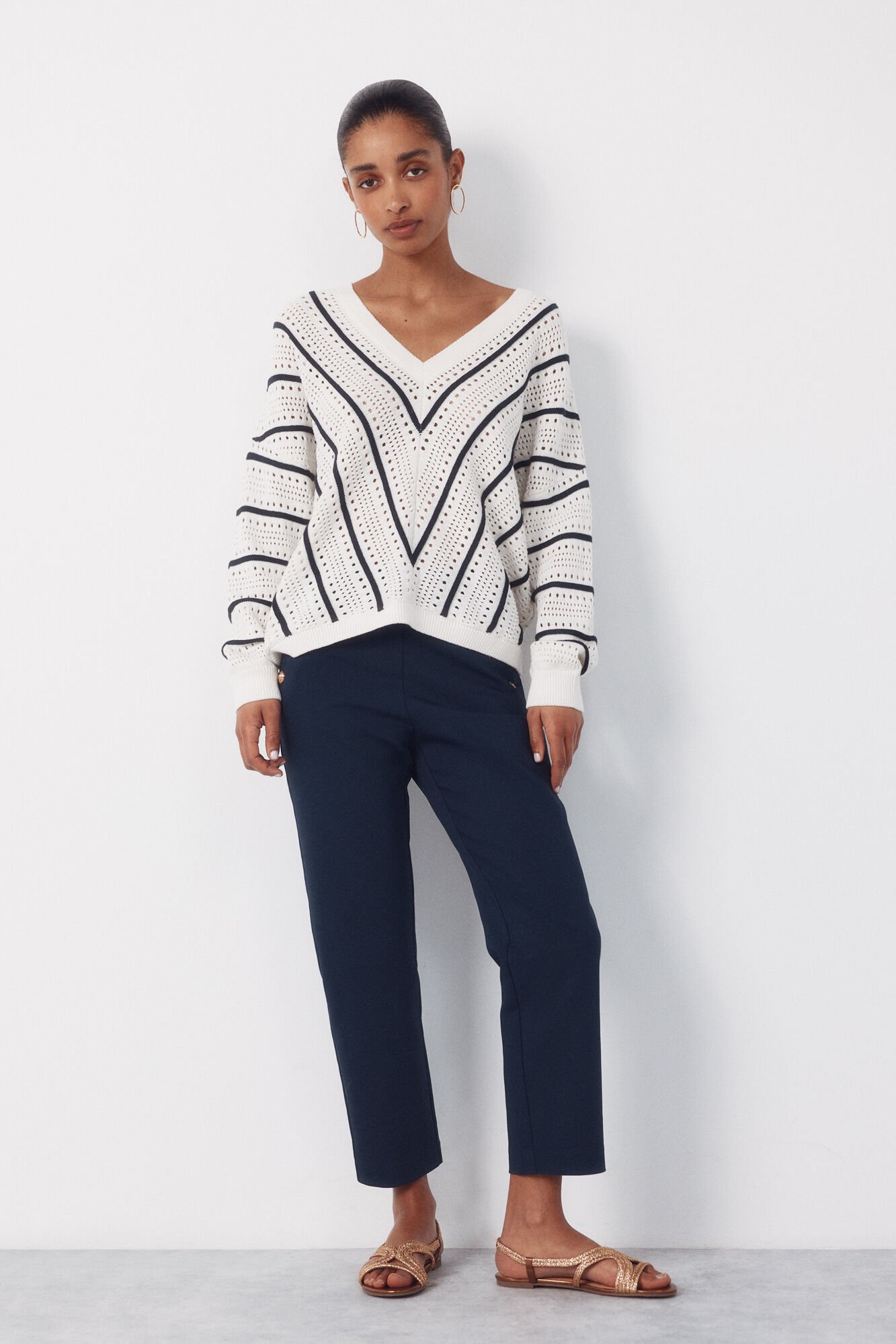 Cortefiel Striped openwork jumper
