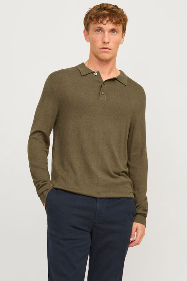 Jack & Jones Polo punto manga larga Gris oscuro