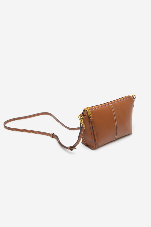 Cortefiel Basic crossbody bag with stitching Brown